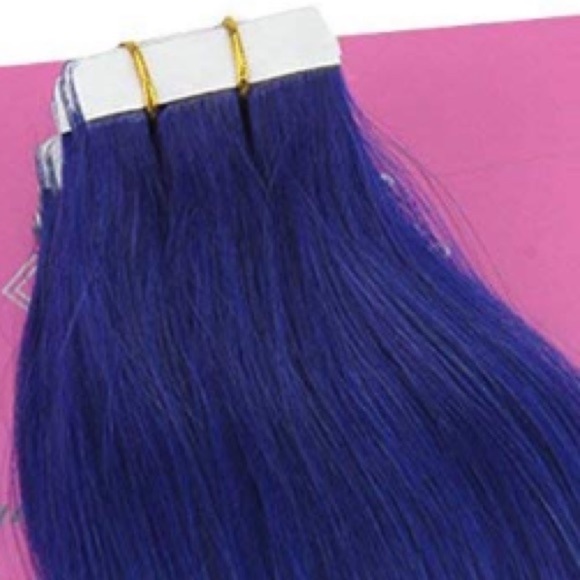 ✨ 18” BLUE HUMAN HAIR TAPE IN HAIR EXTENSIONS *NWT main image 4